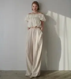 CLANE DRAWSTRING LOOSE TUCK PANTS — image 1