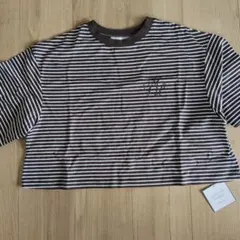 Mila Owen 新品タグ付きボーダーTシャツ ブラウン — image 1