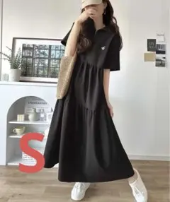 classicalelf 胸刺繍サッカーハーフZIPワンピース — image 1