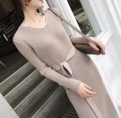 ロングリブニットワンピース — image 1