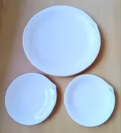 Adam＆Eve　大皿１枚＆小皿2枚　ホワイト×金縁 — image 1