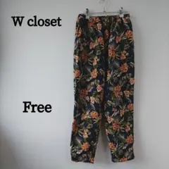 w closet ボタニカル柄 イージーパンツ トロピカル FREE ネイビー系 — image 1