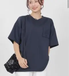 MARY QUANT エンボスロゴ ポケットTシャツ ネイビー — image 1