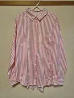 ピンクと白のストライプ長袖シャツ XL — image 1
