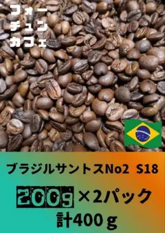 自家焙煎コーヒー豆　ブラジル　サントス　No.2200g✕２パック計400g — image 1