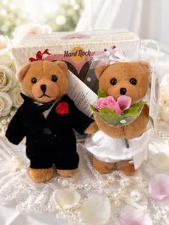 Hard Rock Cafe ハードロックカフェ ウェディングベア 新郎新婦 — image 1