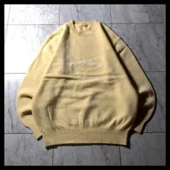Papas クルーネック ラムウール ニット セーター クリーム色 黄色 M — image 1