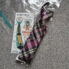 M.H.A. ワンタッチネクタイ ファスナータイプ チェック柄　ピンク — image 1