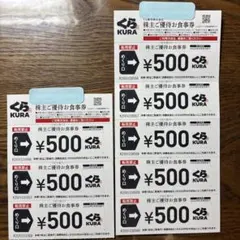 くら寿司　株主優待　500円食事券 8枚　4000円分 — image 1