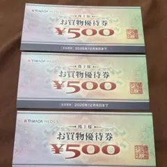最新！ヤマダ電機　株主優待券　500円×3枚　1500円分 — image 1