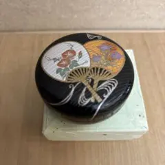香合　黒柿合塗　団扇絵 — image 1