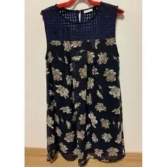 Weaver 花柄ノースリーブチュニック Mサイズ ネイビー 残り1点 トップス — image 1
