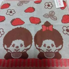 【新品】モンチッチ　タオルハンカチ　いちご柄 おでかけ — image 1