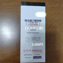 【メルカリ便】ユナイテッドスーパーマーケット 株主優待券 3,000円分 — image 1