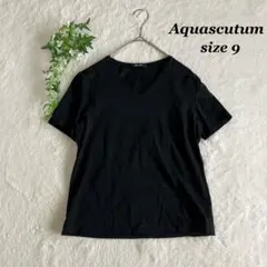 Aquascutum✨アクアスキュータム（9）Tシャツ ブラック Vネック — image 1