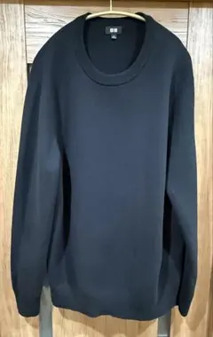 UNIQLOウォッシャブルミラノリブクルーネックセーター ニット黒 長袖Lサイズ — image 1