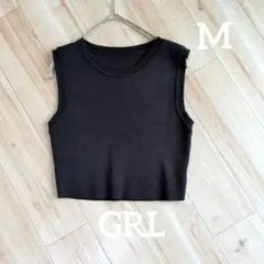 ⭐️即6/27限定価格‼️GRLブラック/クロップド丈/ニット/タンクトップ/M — image 1