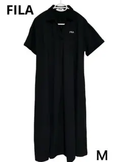 【数回着用】FILA Aライン　カノコ　ポロワンピース 半袖 ブラック M — image 1