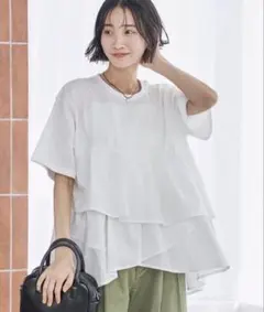 tシャツ ピグメントフリルドッキングT レディース　coen — image 1