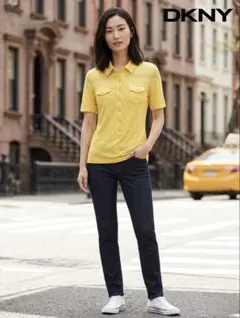 DKNY ダナキャラン 半袖ポロシャツ イエロー S コットン100% — image 1