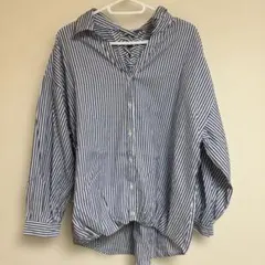 ストライプ リボン付き長袖シャツ — image 1