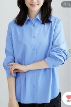 BELLUNA PLUS イージーケア！コットンタッチシャツ　ブルー　M — image 1