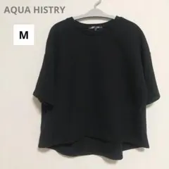 【美品】AQUAHISTORY ブラック 五分袖 Tシャツ M — image 1