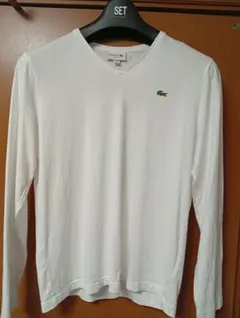 LACOSTE Vネック 長袖Tシャツ ホワイト — image 1