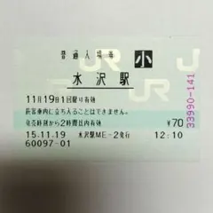 JR東日本【水沢駅】転写マルス入場券 水沢駅ME-2発行(プリカット紙) — image 1