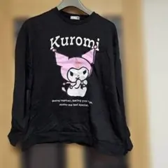 大きいサイズKuromi袖ロゴ可愛い蛍光被り物裏起毛薄手 トレーナー — image 1