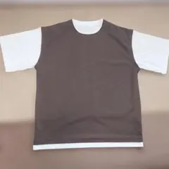 ikka フェイクレイヤード Tシャツ ブラウン M — image 1