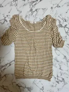 COCO DEAL 半袖フリルボーダーニット — image 1