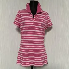 ピンクと白のストライプ 半袖ポロシャツ　ゴルフポロシャツ　トミーヒルフィガー — image 1