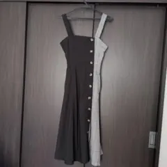 キャミワンピース 黒とチェック柄 — image 1