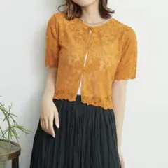 RETRO GIRL 2wayパイルジャガードカーディガン Tシャツ 半袖 — image 1