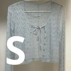 GU レースリボンカーディガン ブルー S — image 1