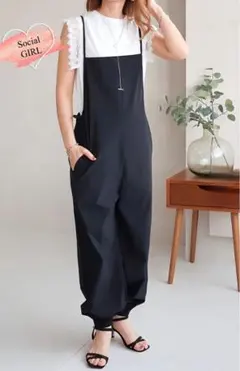 美品 Social GIRL ブラックサロペット オーバーオール ブラック — image 1
