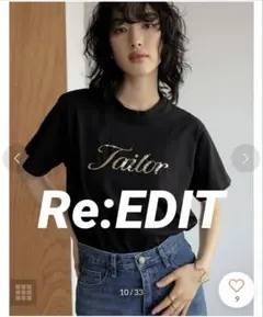 Re:EDIT スパンコール筆記体ロゴTシャツ ブラック — image 1