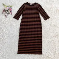 『ZARA TRAFALUC』 ロングワンピース 七分袖 ボーダー リブ S — image 1