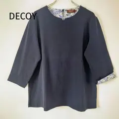 DECOY デコイ 五分袖 カットソー ネイビー 花柄 Lサイズ — image 1