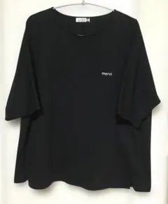 eur3 merci 刺繍 半袖 Tシャツ ブラック — image 1