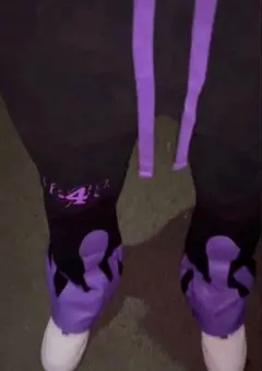 Le4n フレア スウェットパンツ パープル ブラック — image 1