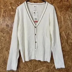 grove リブ編み Vネックカーディガン　ホワイト　新品 — image 1
