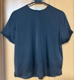 ミラオーウェン サテンTシャツ　ブラック — image 1