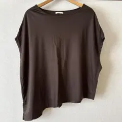 CROLLA ブラウン オーバーサイズ カットソーTシャツ アシンメトリー — image 1