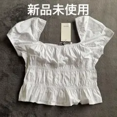 Bershka ホワイト スクエアネック 半袖トップス — image 1