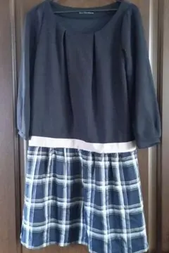グリーンレーベルリラクシング・ワンピース・チェック・ネイビー — image 1