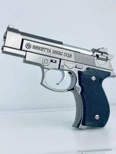 新品未使用ターボライター拳銃型ライターガスライターハンドガン型ライター銀色1個 — image 1