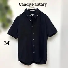 美品【Candy Fantasy 】半袖シャツ 紺 M 無地 綿100%シンプル — image 1