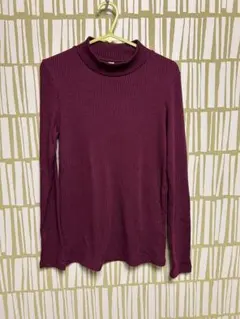 UNIQLO リブハイネックT 長袖 ボルドー Sサイズ — image 1